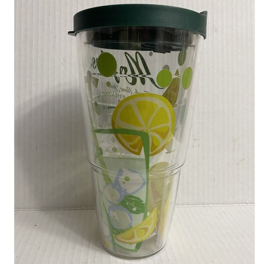 Tervis Tumbler Mojitos Recipe 24 oz W/ Citrus Graphics &‎ Green Lid